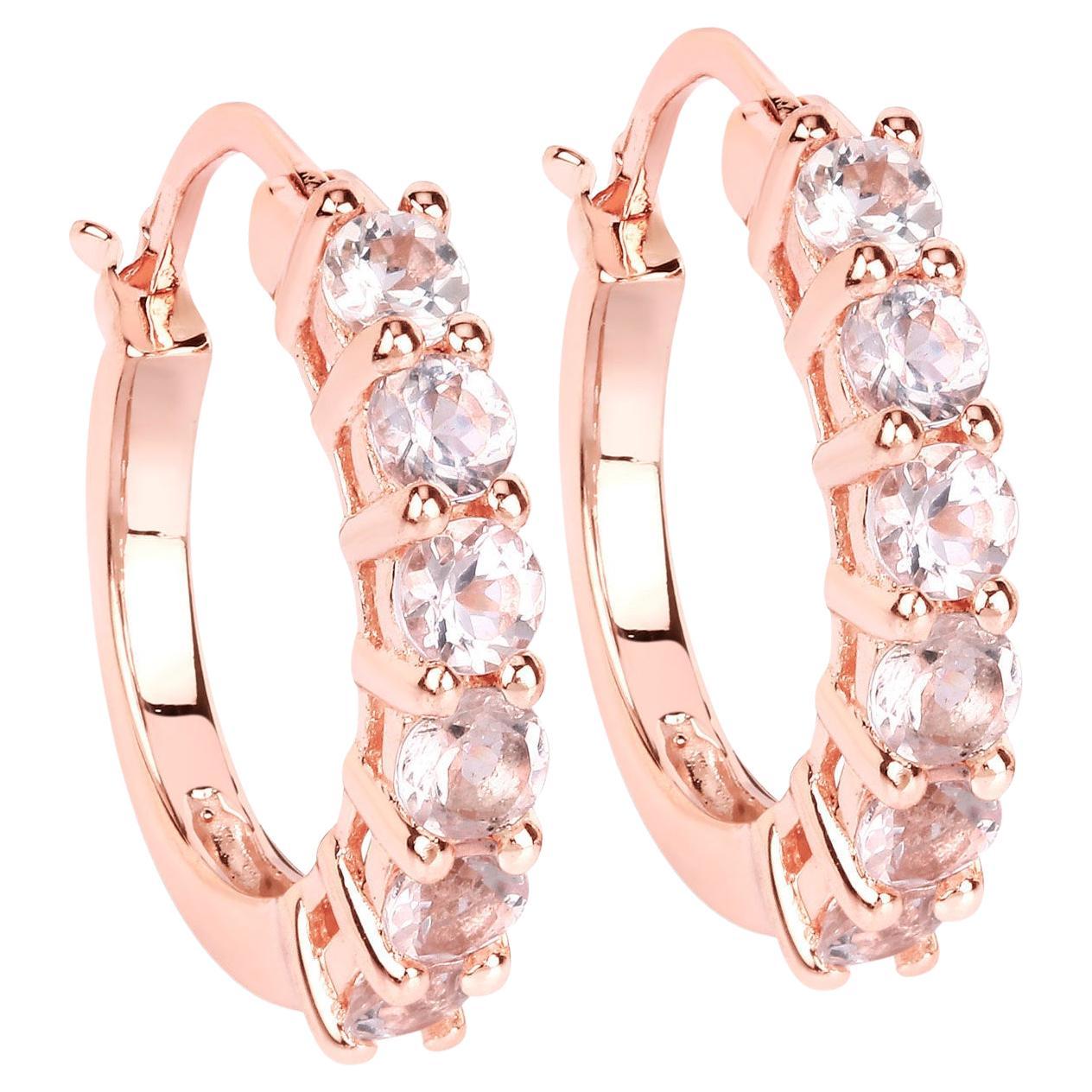 Boucles d
oreilles Morganite 1 carat plaqué or rose 18K Silver