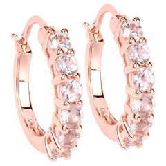 Boucles d
oreilles Morganite 1 carat plaqué or rose 18K Silver