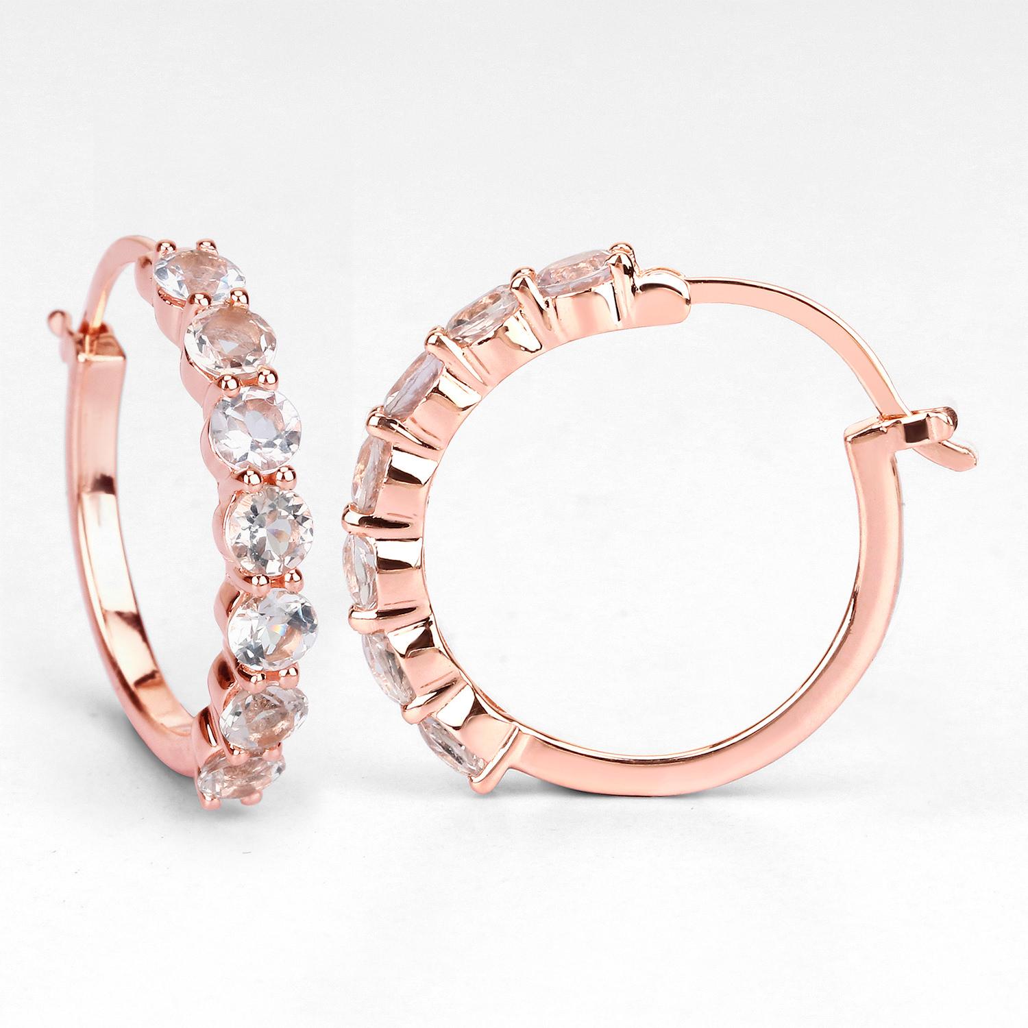 Contemporain Boucles d'oreilles Morganite 1.6 Carats 14K Rose Gold Plated Silver en vente