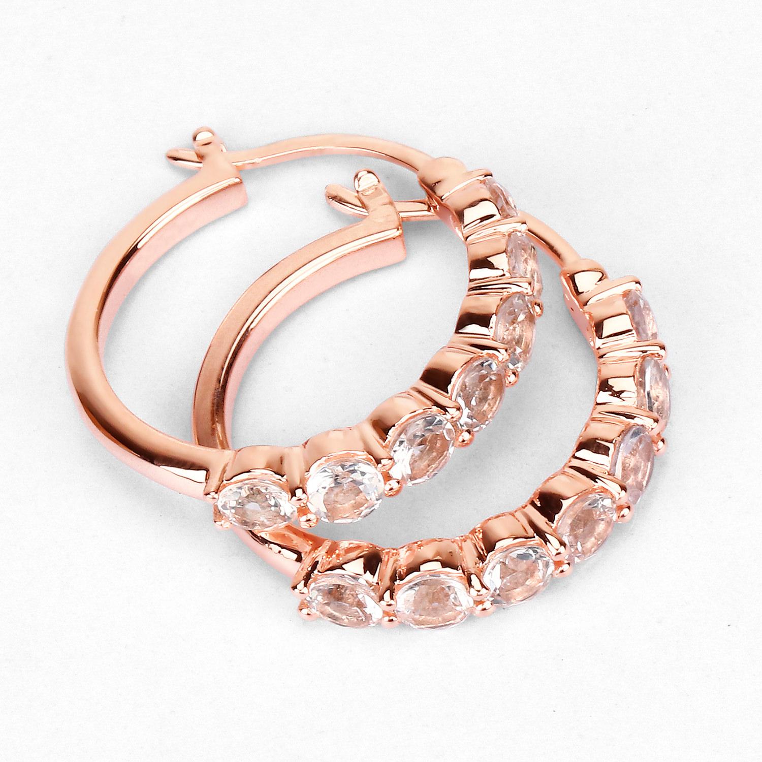 Boucles d'oreilles Morganite 1.6 Carats 14K Rose Gold Plated Silver Excellent état - En vente à Punta Gorda, FL