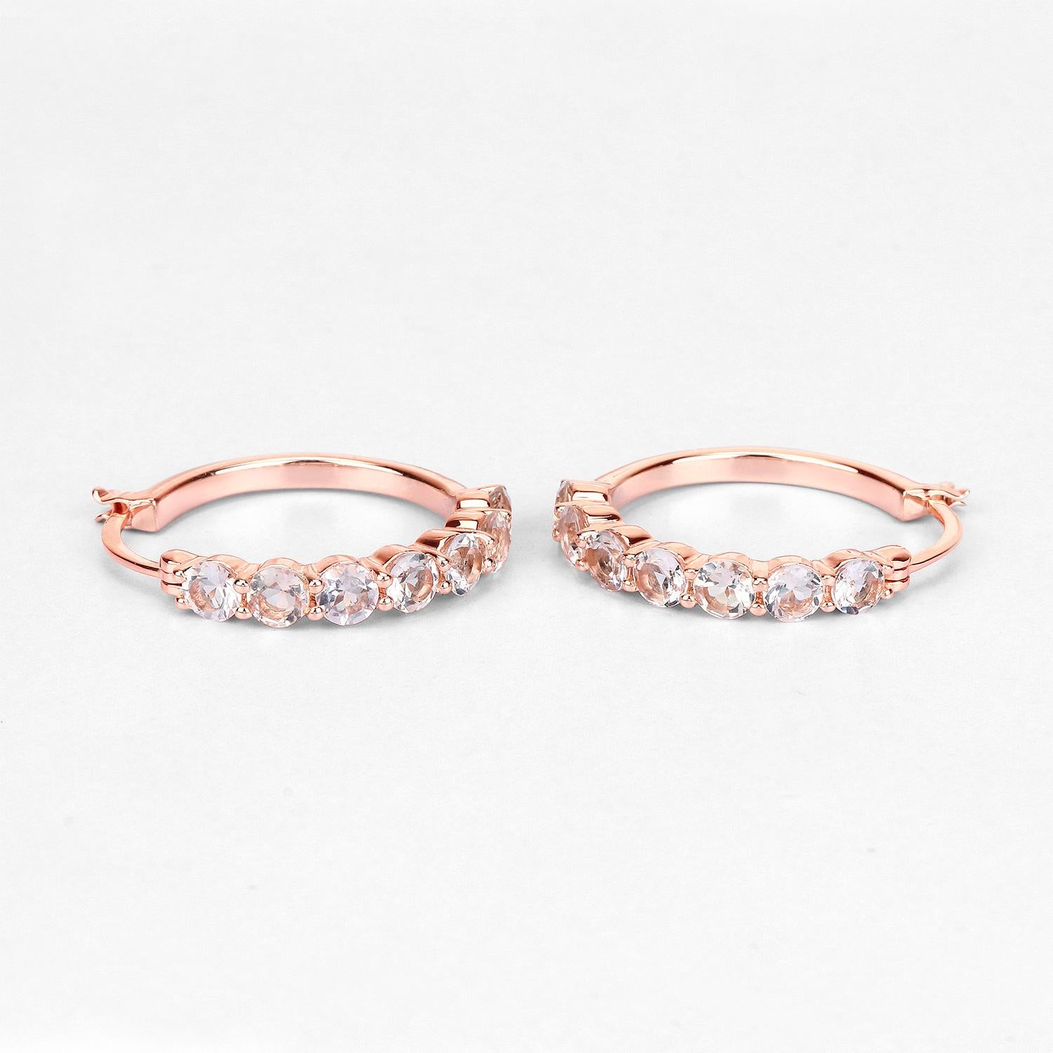 Boucles d'oreilles Morganite 1.6 Carats 14K Rose Gold Plated Silver Unisexe en vente