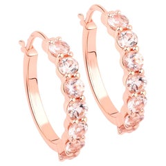 Boucles d
oreilles Morganite 1.6 Carats 14K Rose Gold Plated Silver