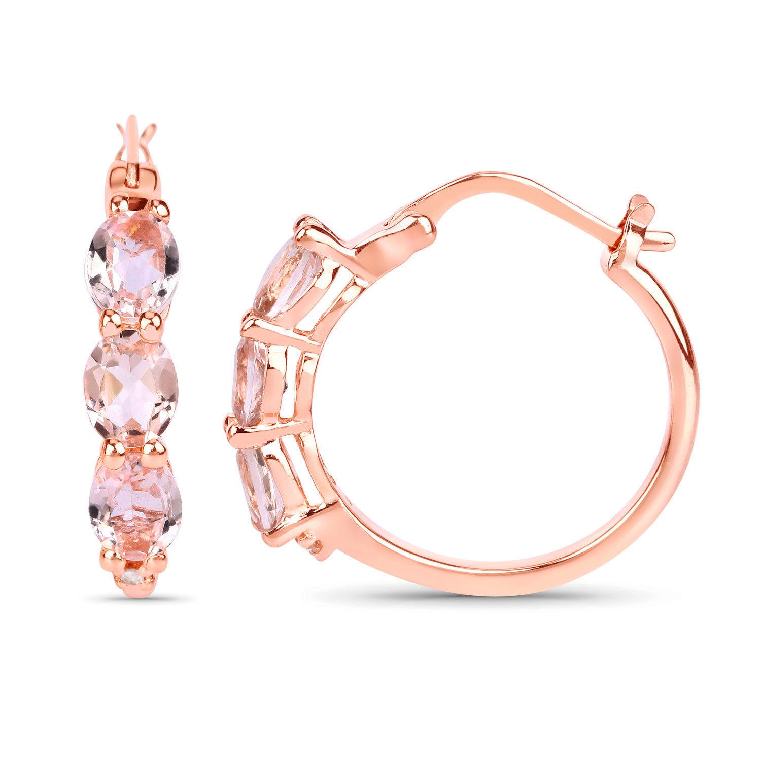 Morganit Ohrringe Diamanten 1,6 Karat 18K Rose Gold Plated Silver (Zeitgenössisch) im Angebot
