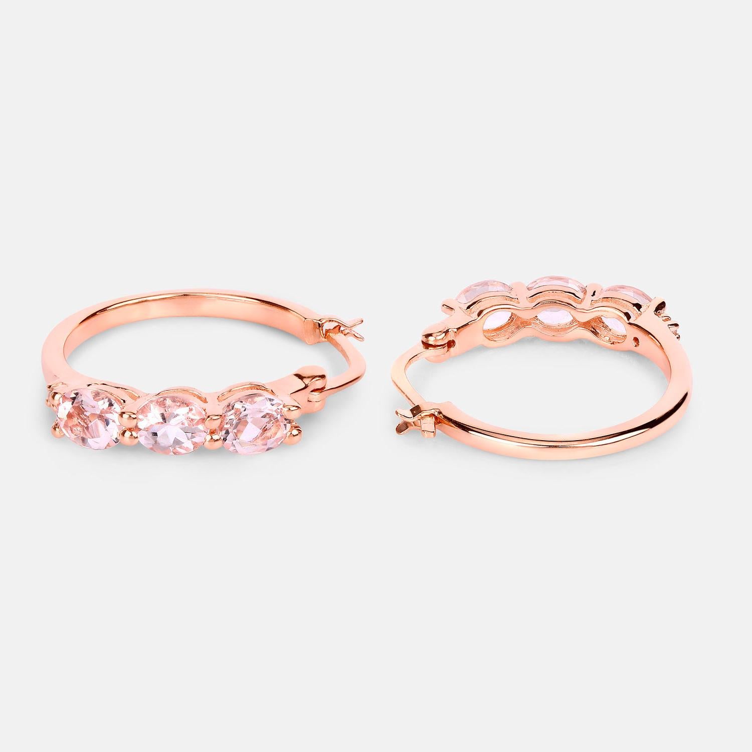 Morganit Ohrringe Diamanten 1,6 Karat 18K Rose Gold Plated Silver für Damen oder Herren im Angebot