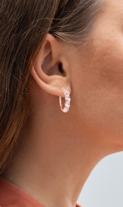 Morganit-Creolen-Ohrringe Weißer Topas 1,02 Karat 18K Roségold vergoldetes Silber