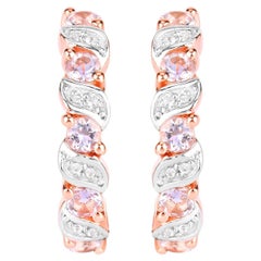 Créoles en argent plaqué or rose 18 carats avec topaze blanche 1,02 carats