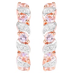 Morganit-Creolen-Ohrringe Weißer Topas 1,02 Karat 18K Roségold vergoldetes Silber
