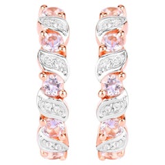 Pendientes de aro de Morganita Topacio blanco 1,02 quilates Plata chapada en oro rosa de 18 quilates