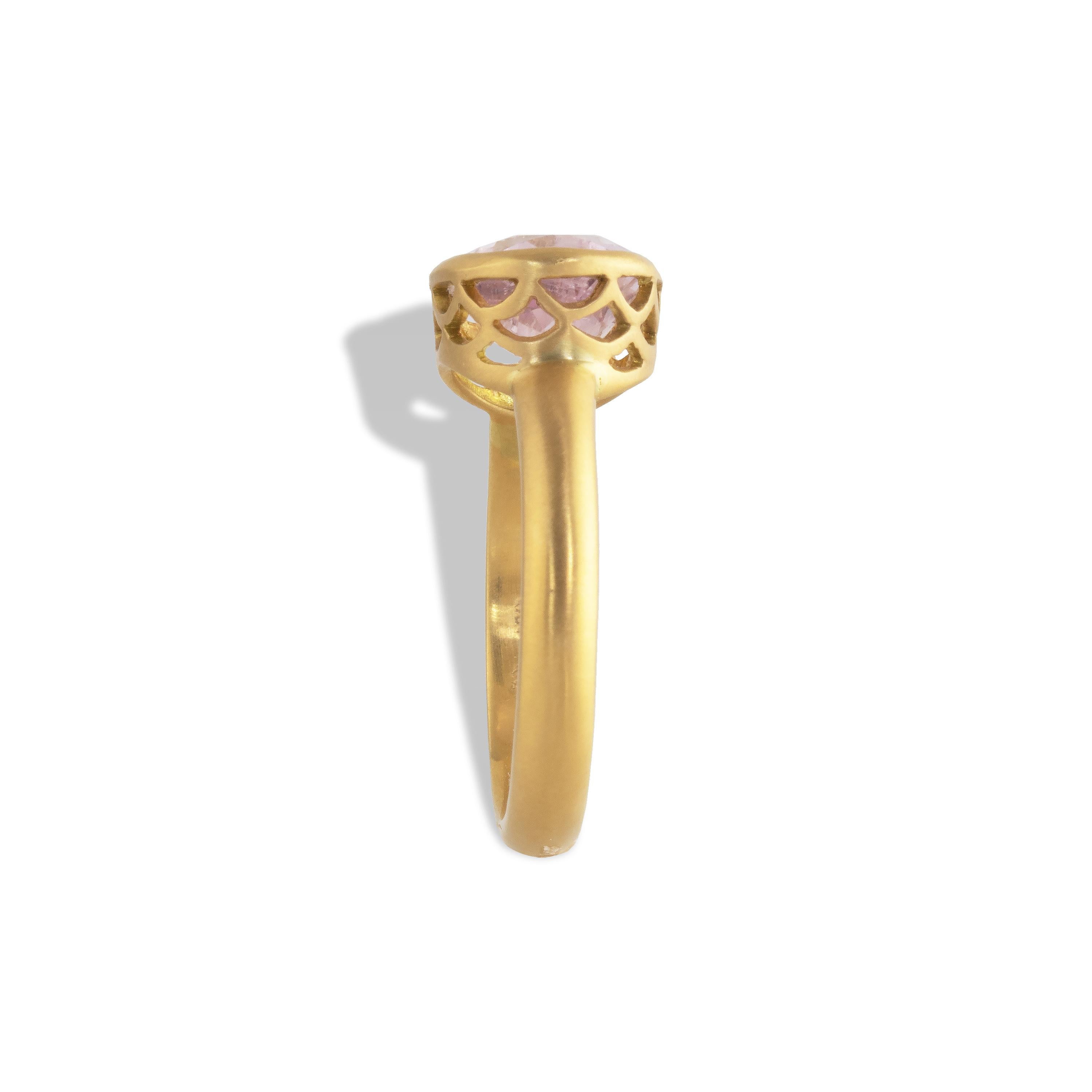 Ico & the Bird Fine Jewelry 3.52 carat Morganite Gold Ring  In New Condition For Sale In Los Angeles, CA