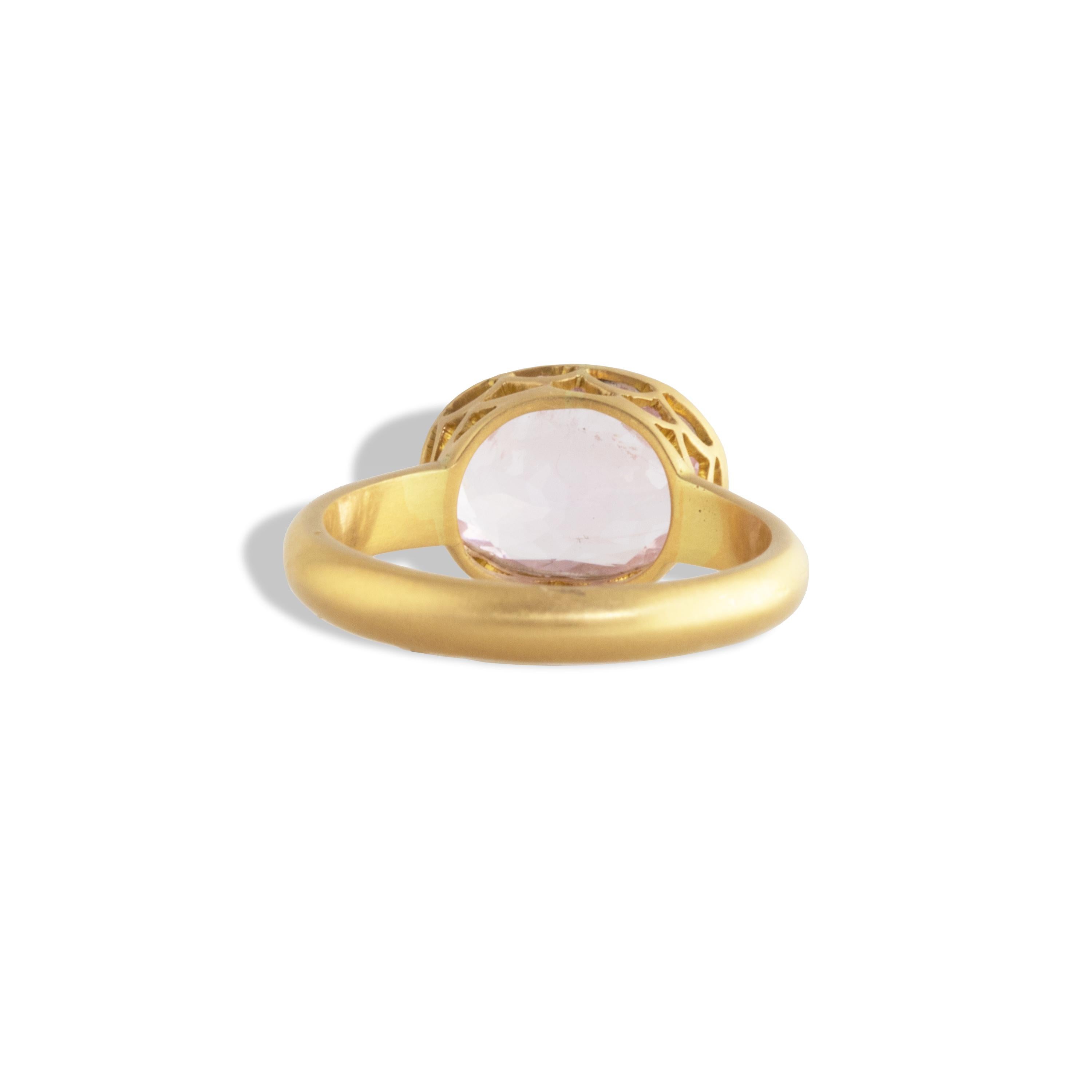 Ico & the Bird Fine Jewelry 3.52 carat Morganite Gold Ring  For Sale 2