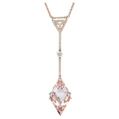 Morganite Kite Diamond Necklace Luxury Rare Gemstone Jewelry Gifts Beverly Hills