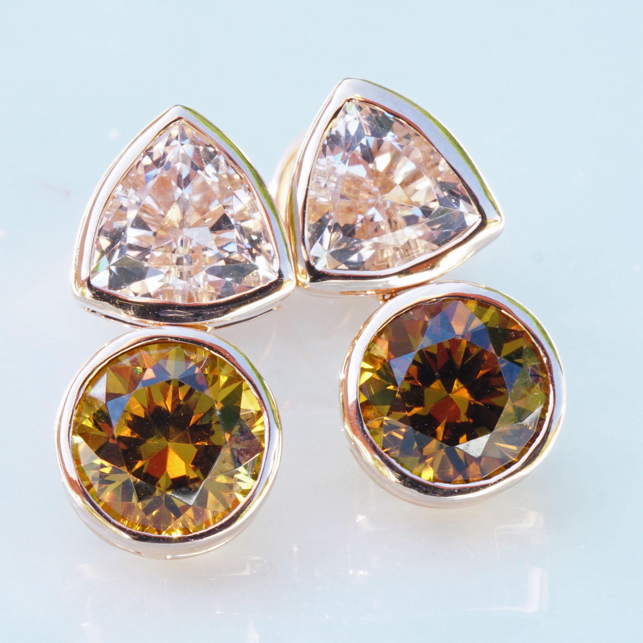 Modern Morganite Mali Garnet Ear Studs 18 Kt Rose Gold Madagascar Meets Mali So Elegant For Sale