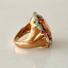 Morganite Opal and Sapphire Cocktail Ring in 18 Karat Rose Gold
