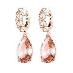 Morganite Pear Cut and Diamond Earrings