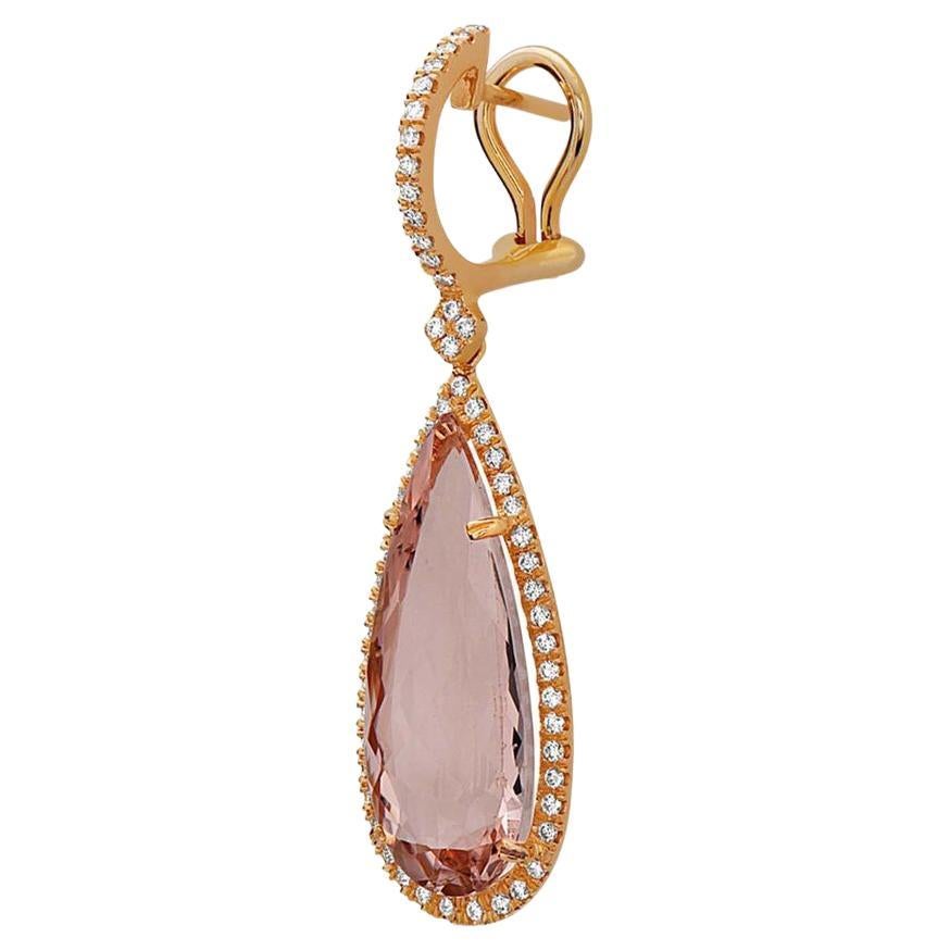 Morganite Pear Shape Earrings in 18K Rose Gold 
Gemstone Morganite , Pear Shape: 9.51cts 
Total Carat Weight pave: 0.46cts
Retail value: 10,000.00$