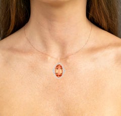 Morganite Pendant Necklace Diamonds 27 Carats 14K Rose Gold