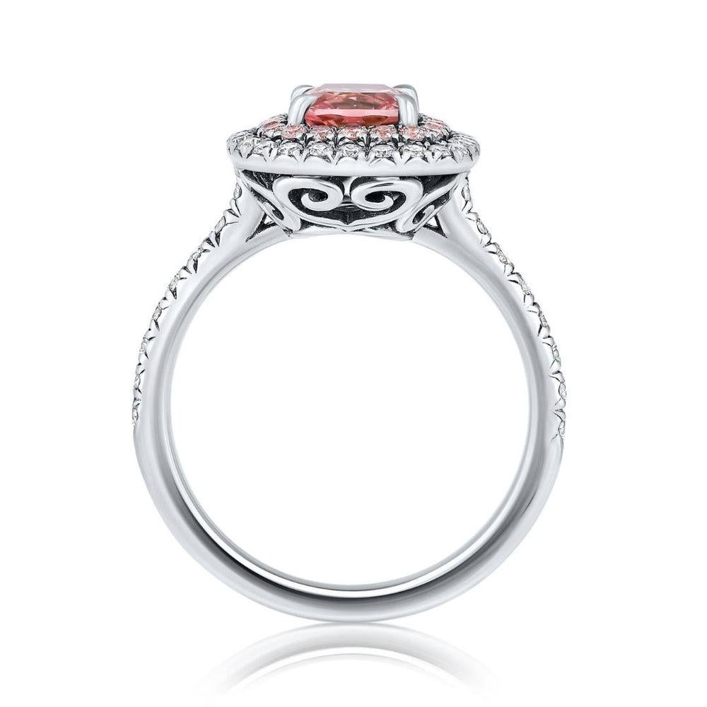 For Sale:  Morganite Pink Diamonds and White Diamonds Ring in 18k White Gold, Shlomit Rogel 3