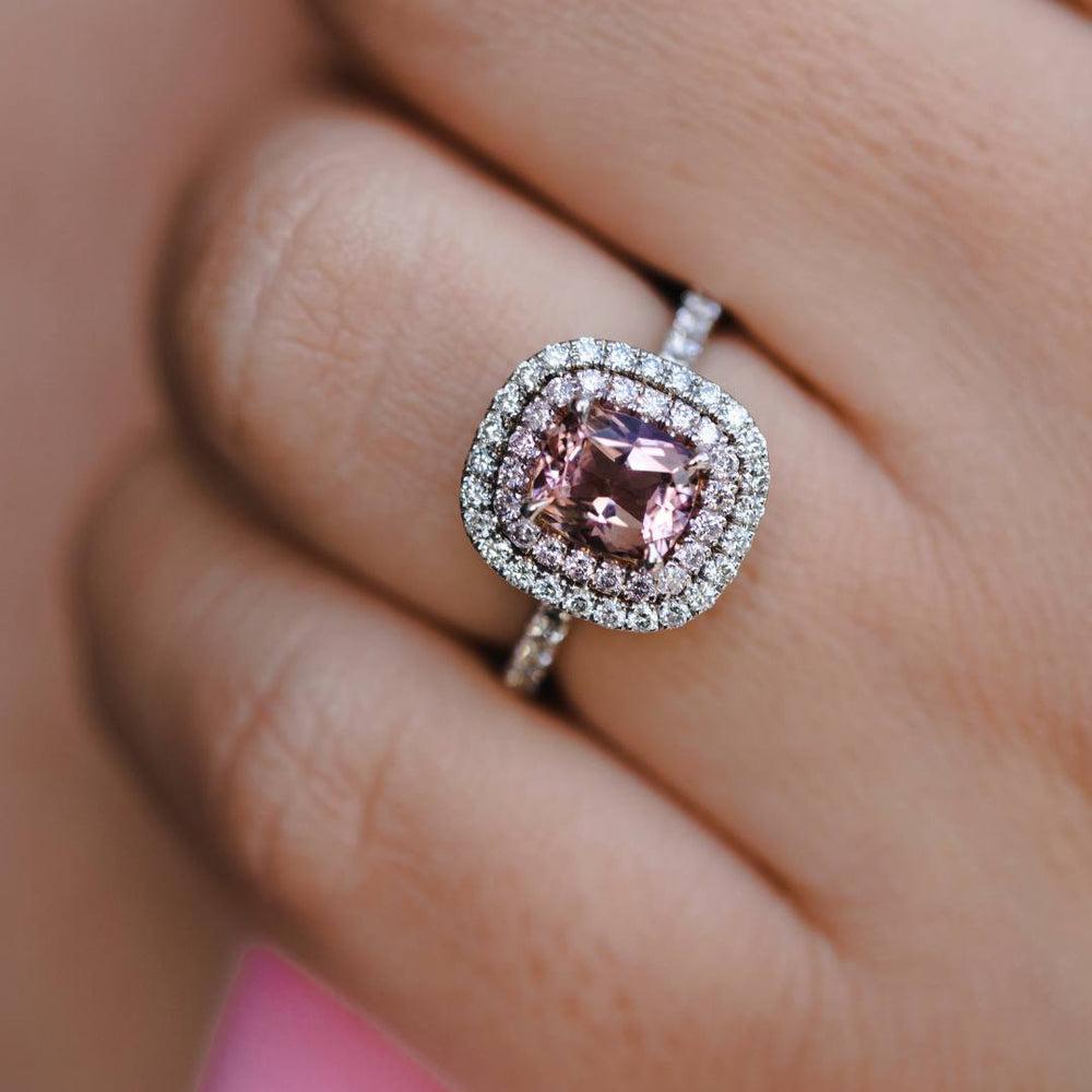 For Sale:  Morganite Pink Diamonds and White Diamonds Ring in 18k White Gold, Shlomit Rogel 4