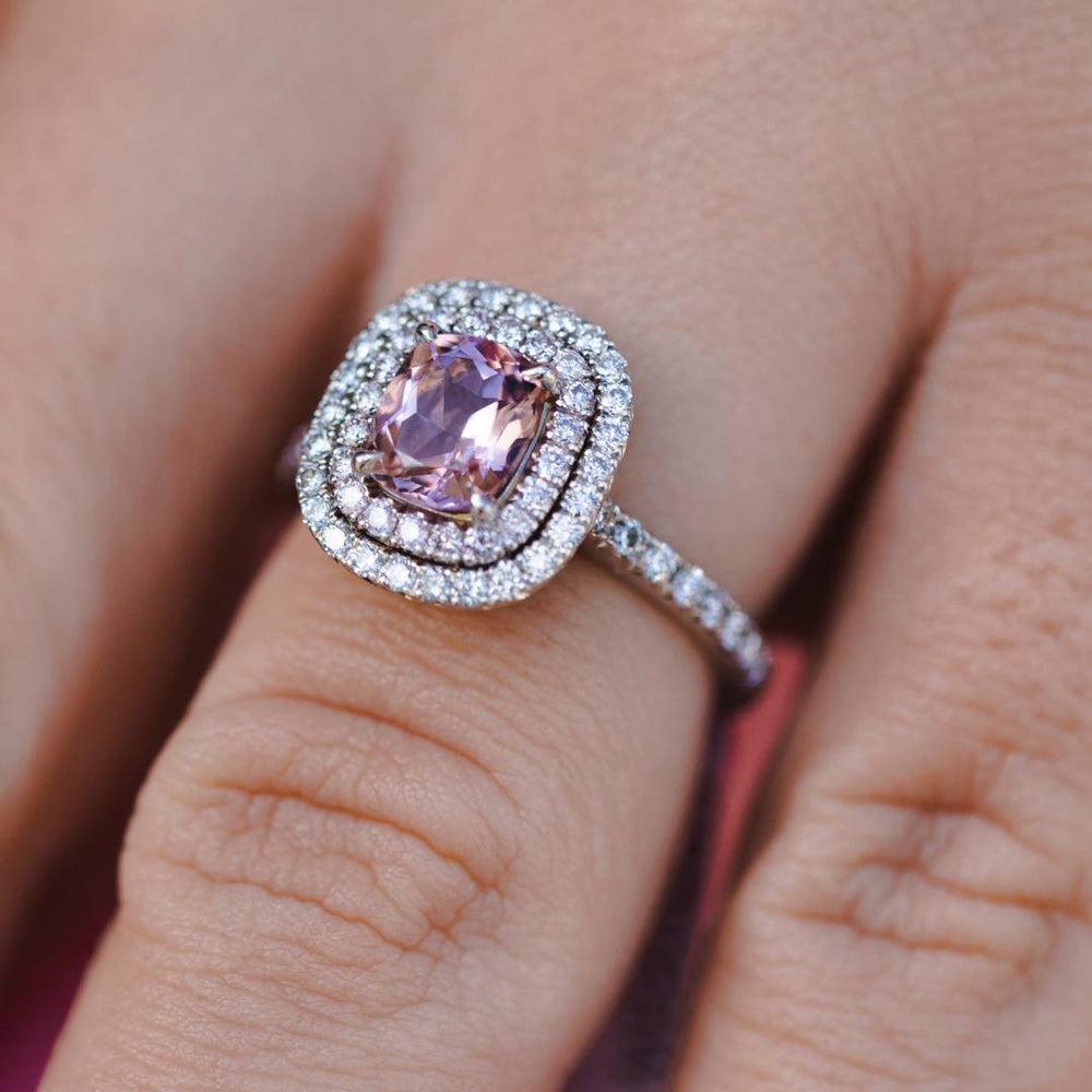 For Sale:  Morganite Pink Diamonds and White Diamonds Ring in 18k White Gold, Shlomit Rogel 7