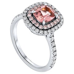 Morganite Pink Diamonds and White Diamonds Ring in 18k White Gold, Shlomit Rogel