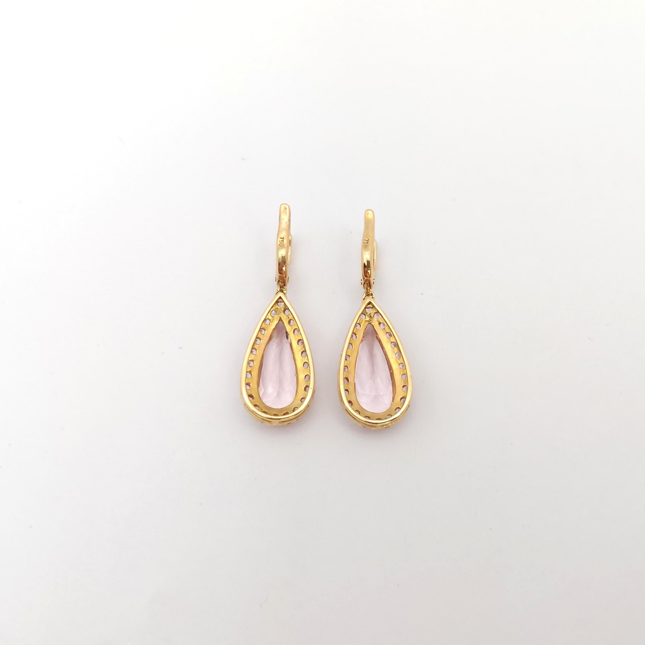 Morganit, Pink Sapphire und Diamant-Ohrringe in 18K Rose Gold Fassung im Angebot 1