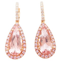 Morganite, Pink Sapphire and Diamond Earrings set in 18K Rose Gold Settings