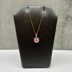 Morganite Pink Sapphire Diamond Necklace 10kt Rose Gold 18in New