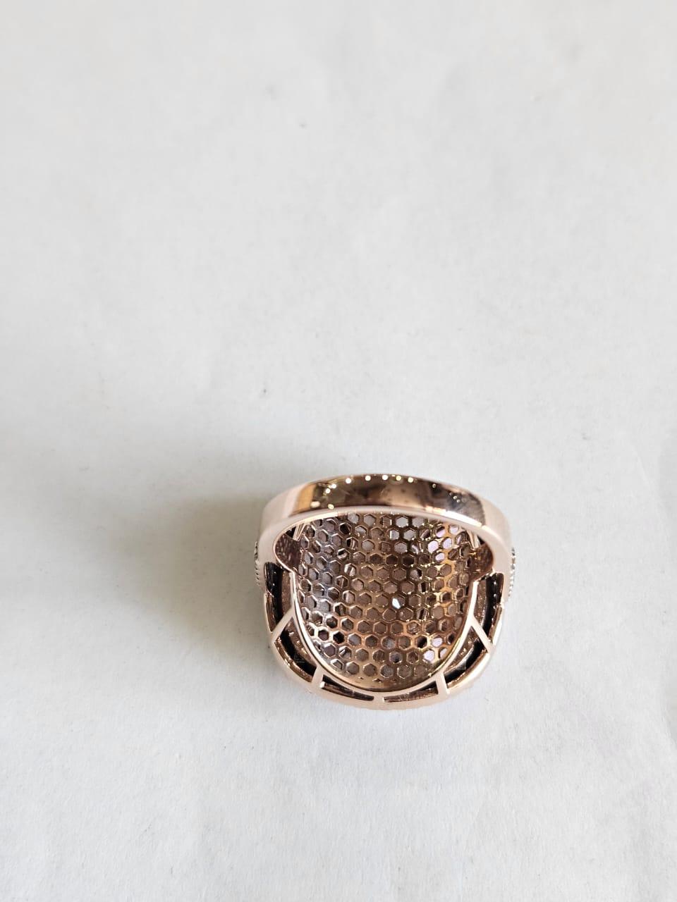 Modern Morganite, Pink Sapphires, Mother of Pearls & Diamonds Cocktail Ring in 18K Gold For Sale