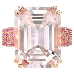 Morganite Ring 10.66 Carat Emerald Cut