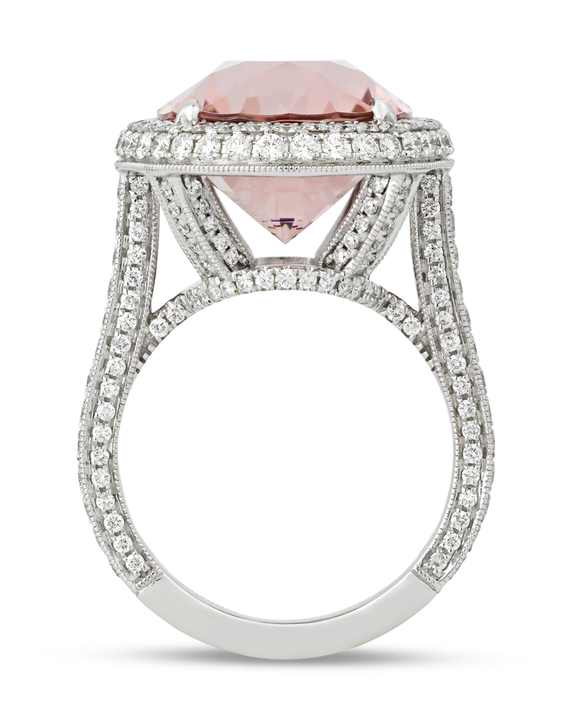 12.74-carat pink morganite ring price