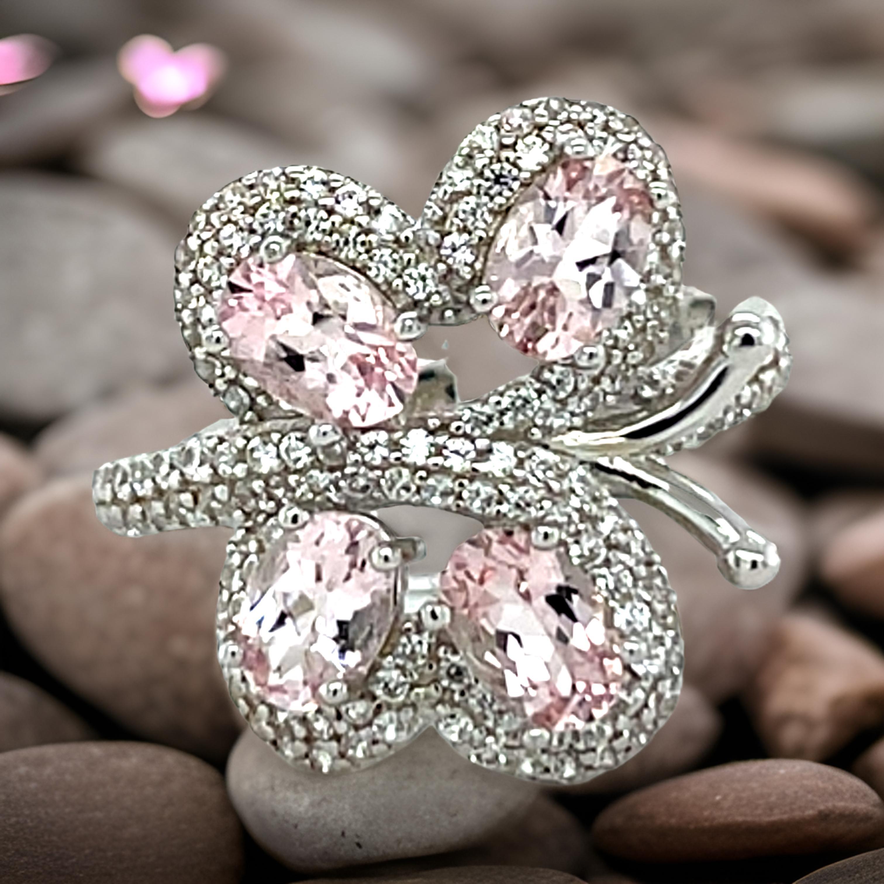 Anillo Morganita Mariposa Morganita Rosa Anillo único para Esposa Regalo de San Valentín Art Decó en venta