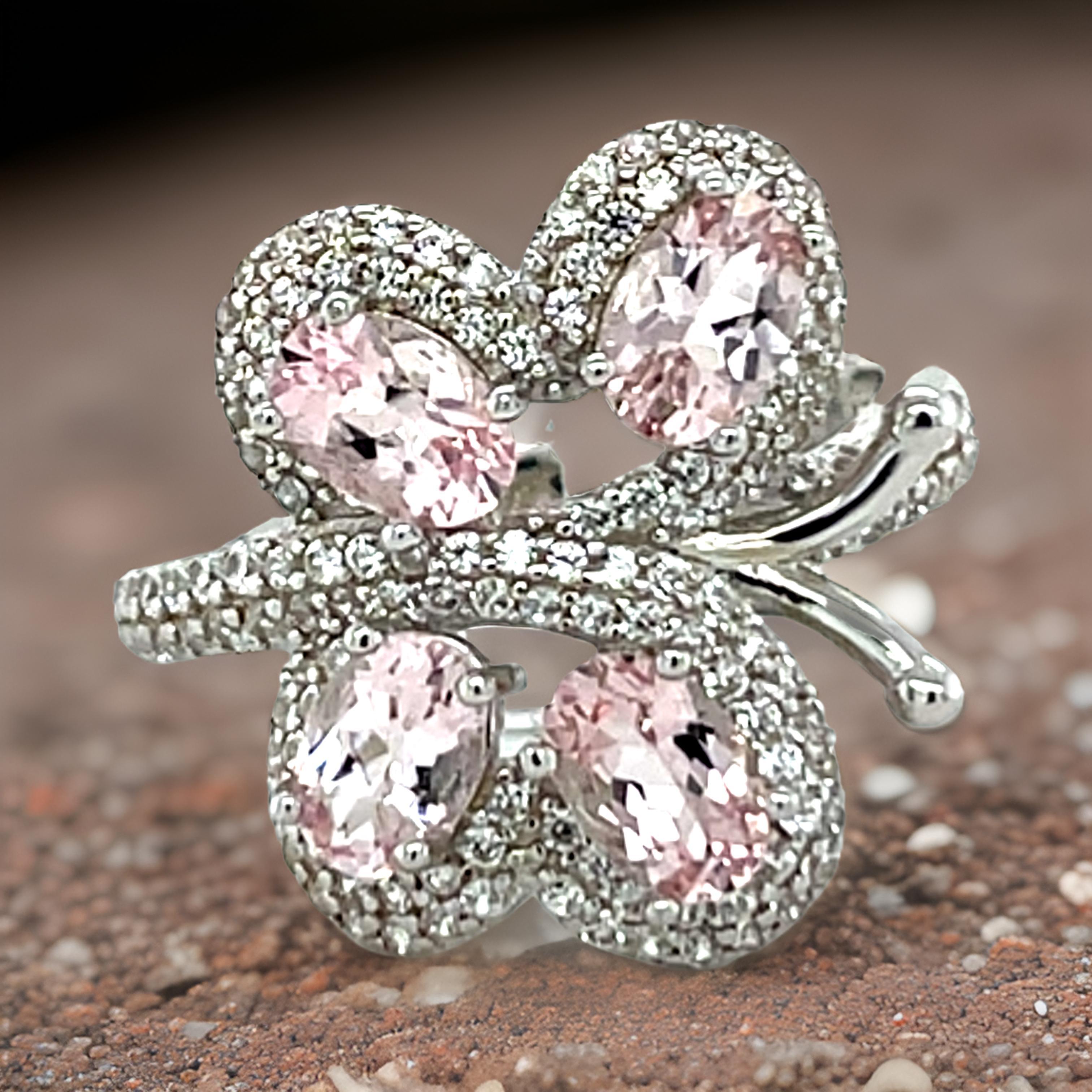 Anillo Morganita Mariposa Morganita Rosa Anillo único para Esposa Regalo de San Valentín Corte oval en venta