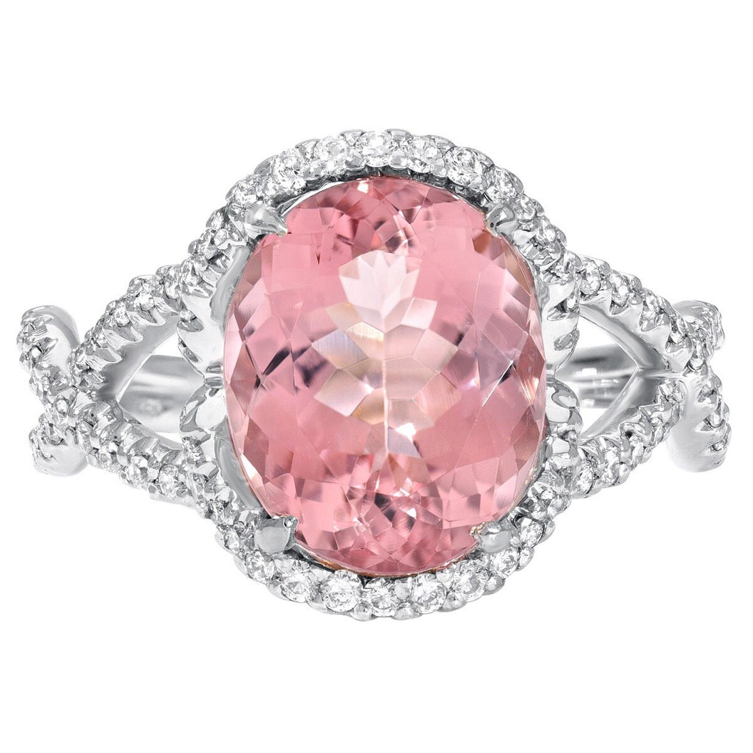 Morganite Ring Oval 3.50 Carats For Sale