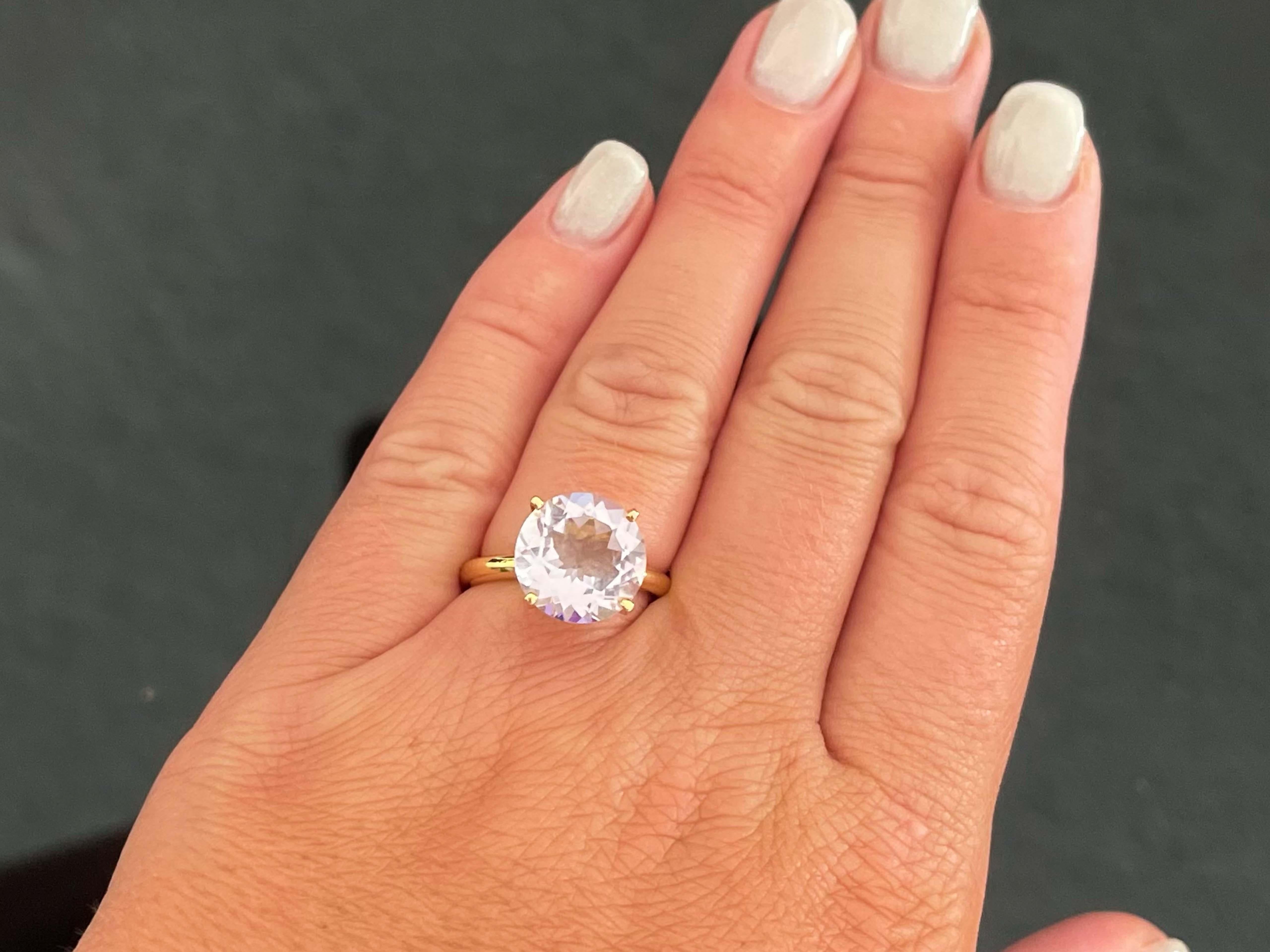 Ring Specifications:

Metal: 18k Yellow Gold

Total Weight: 6.4 Grams

Morganite Carat Weight: ~5 carats

Morganite Measurements: 12 mm x 12 mm x 6.8 mm

Ring Size: 5.75 (resizable)

Stamped: 