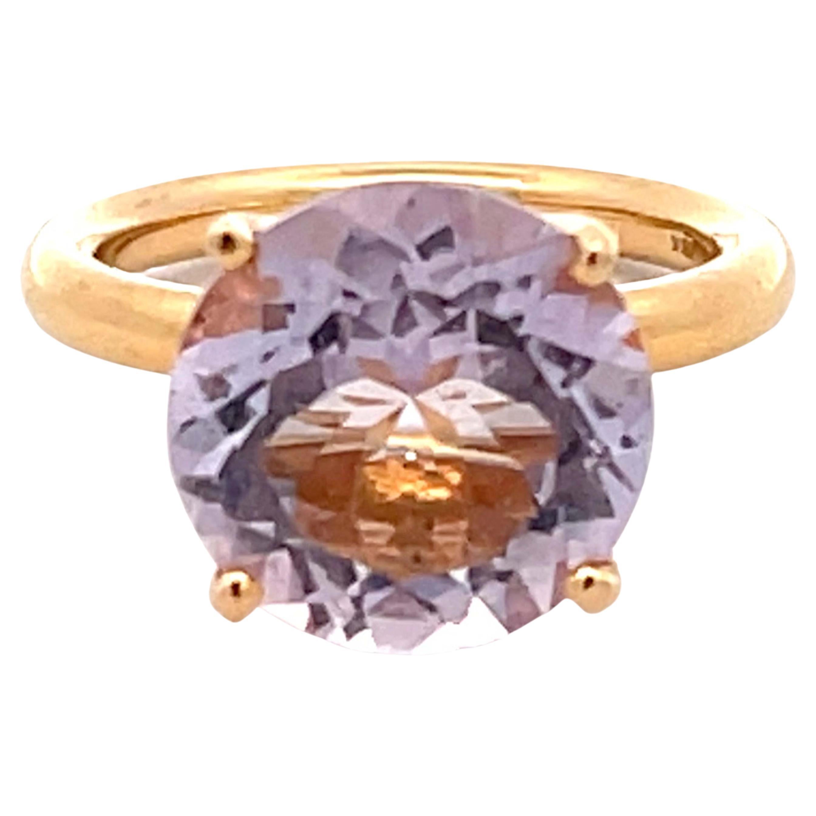 Morganite Ring in 18Karat Yellow Gold For Sale