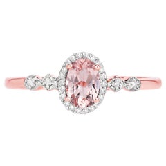 Morganit-Ring mit Diamanten, 0,44 Karat, 10-Karat-Roségold