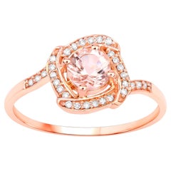 Morganit-Ring mit Diamanten 14K Roségold