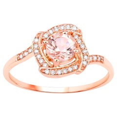 Morganite Ring With Diamonds 14K Rose Gold