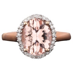Morganite Ring With Diamonds 2.21 Carats 9K Rose Gold