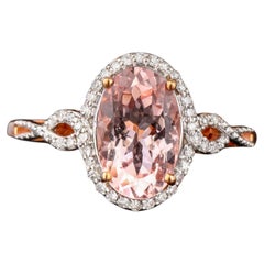 Morganite Ring With Diamonds 2.58 Carats 9K Rose Gold