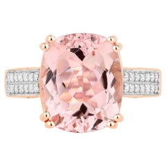 Morganite Ring With Diamonds 4.9 Carats 14K Rose Gold