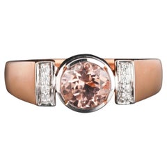 Morganite Ring With White Zircon 0.74 Carats 9K Rose & White Gold