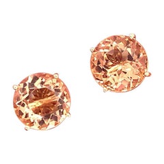 Morganite Stud Earrings 14 Karat Yellow Gold 6.50 Carat Certified