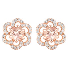 Morganit-Ohrstecker mit Diamanten 0,58 Karat 14K Rose Gold