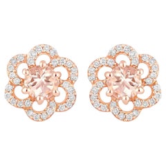 Morganit-Ohrstecker mit Diamanten 0,58 Karat 14K Rose Gold