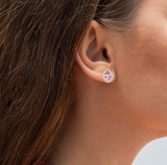 Morganite Stud Earrings With Diamonds 1.52 Carats 14K Rose Gold