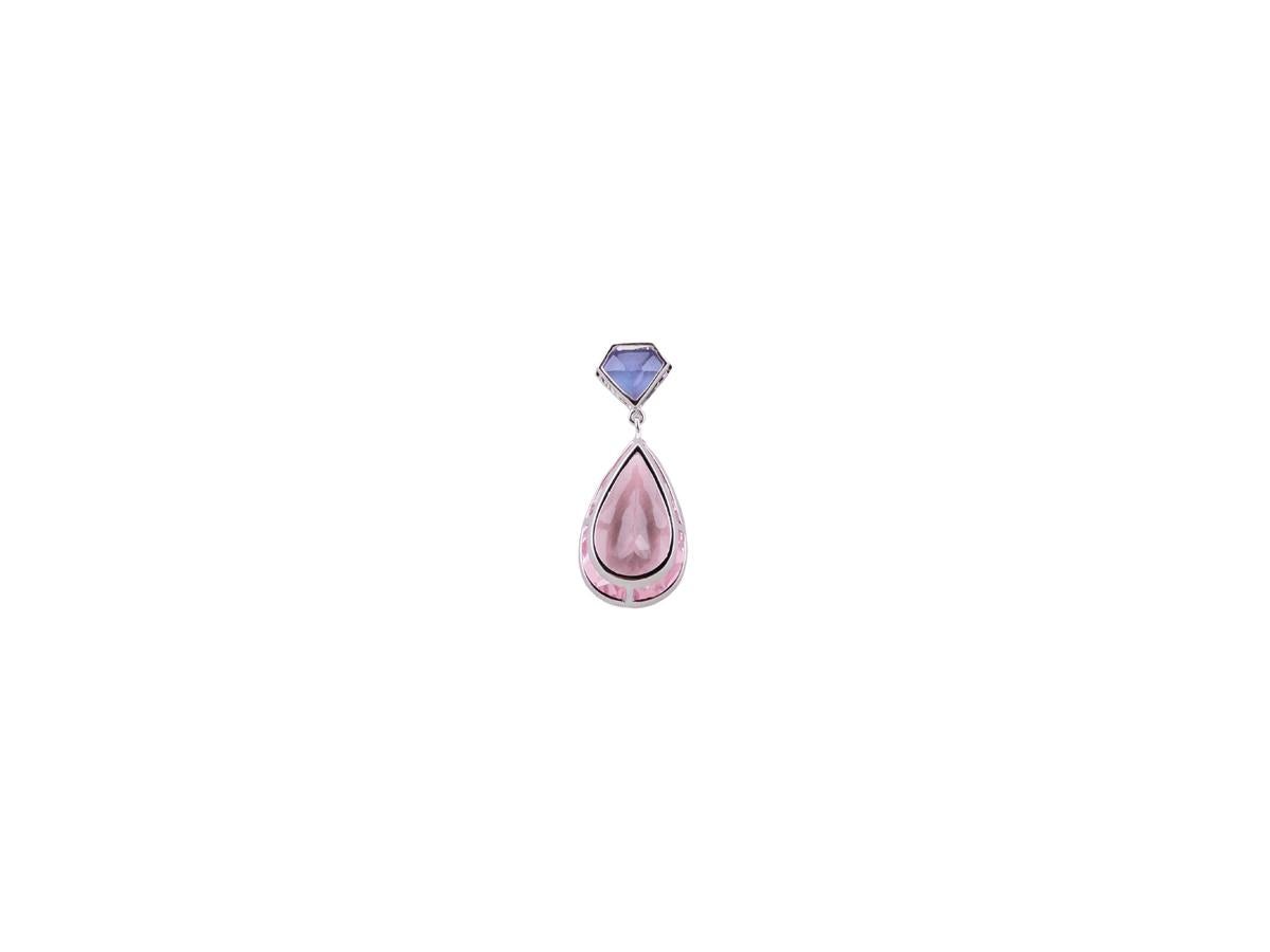 11.92 Carat Morganite 1.75 Carat Tanzanite Pendant in 18 Karat Gold In New Condition In Bad Kissingen, DE