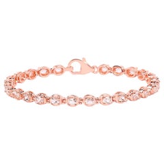 Bracelet tennis en argent sterling plaqué or rose 18 carats et morganite de 3,74 carats