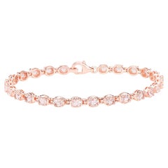 Bracciale tennis con morganite 3,88 carati, argento placcato oro rosa 14K