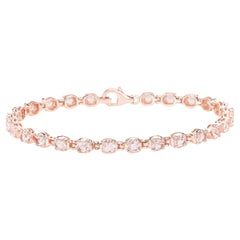 Morganite Tennis Bracelet 3.88 Carats 14K Rose Gold Plated Silver